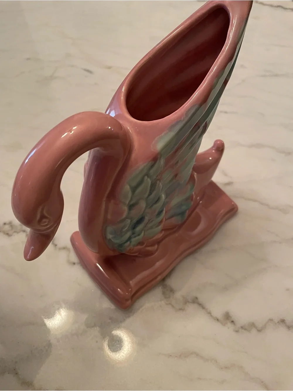 Vintage Royal Haeger R-430 Pink Blue Agate Swan Planter Vase Mid Century 1950s